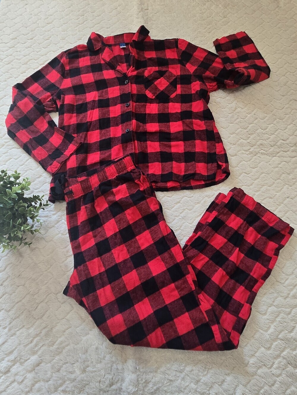 Old Navy Red and Black Buffalo Plaid Pajama Set